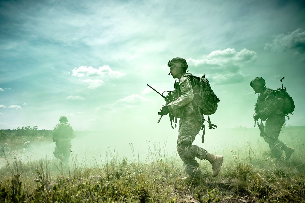 Soldiers with digital overlay